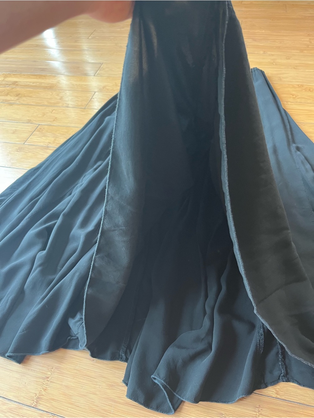CP Shades Black Rayon Flowing Godet Full-Length Maxi Skirt Whimsigoth Fairycore - Picture 7 of 8